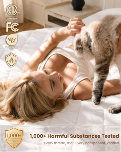 LEERUN Queen Heated Mattress Pad with Dual Control Fast Heating 125.6°F