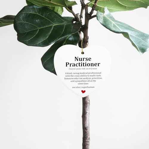 Nurse Practitioner Gifts for Women Hanging Ornament NP Graduation Gifts Nurse Appreciation Thank You Nurses Week Gift Medical Assistant Gift Hialektur Christmas Ceramic Heart Keepsake