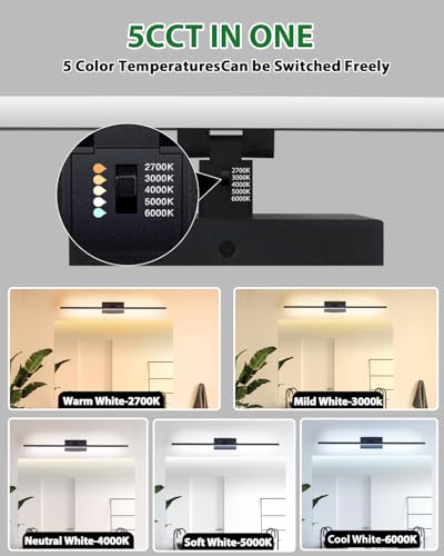 Zouzai 32 Inch Black Bathroom Vanity Light 2nd Gen with 5 Color Temp Options