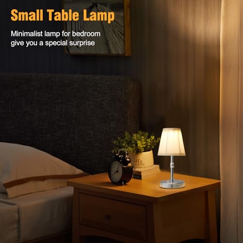 Mini Rechargeable Cordless LED Lamp 3 Color Dimmable Touch Light 9.8 Inch Chrome 2-Pack