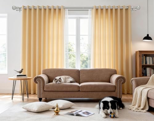 KAMANINA Double Curtain Rods for Windows 72 to 144 Inch, Adjustable,