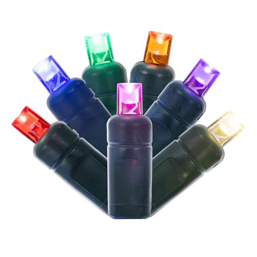 Multicolored 34ft LED Christmas Light Set with Wide Angle Bulbs, 100 Lights & Green Wire - Vickerman