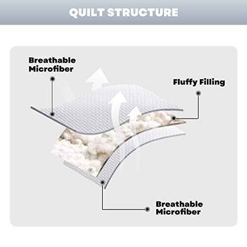 Maple&Stone White Chevron Quilt Set Queen Size with Pillow Shams - Lightweight & Breathable Bedspread, 90x96 Inches