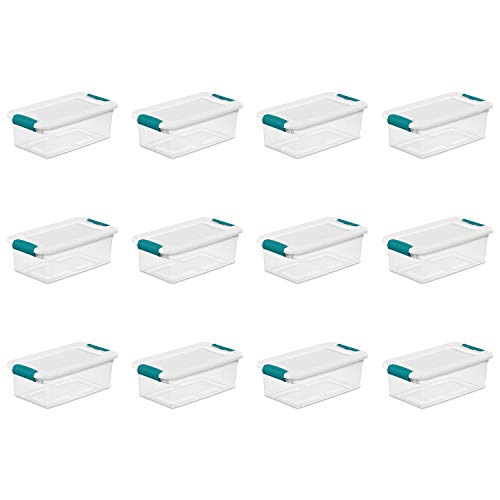 Sterilite 6 Quart Clear Plastic Storage Box with Latch - Pack of 12
