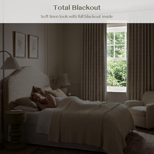 Green 40W x 84L Inches Pinch Pleated Blackout Gingham Curtains Set of 2 - Modern Linen Checkered Drapes for Living Room & Bedroom