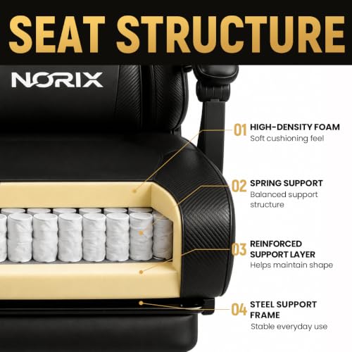 HELXQEXB Black Ergonomic Gaming Chair with Footrest & Adjustable Recline