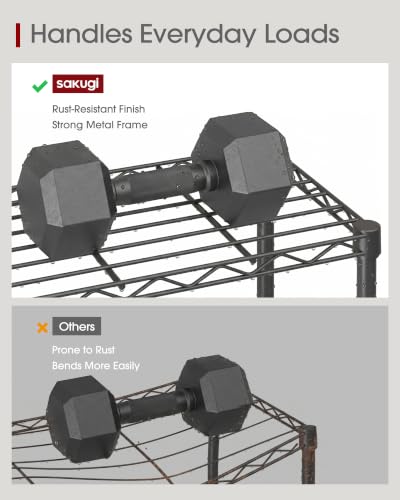 Sakugi Black 16x10x55.1-inch 5-Tier Metal Shelving Unit - Easy Assembly