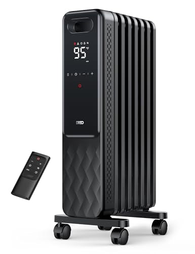 DREO Black Large Room Radiator Heater - Quiet Electric Space Heater for Indoor Use