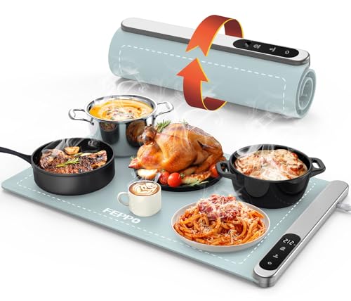 XL Food Warming Mat 24x15 Inch Fast Heating Surface & Adjustable Temp - Celestial Blue