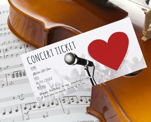 CJ&M Personalized Concert Surprise Scratch Card 7.72 x 3.54 inches - Music Ticket Gift