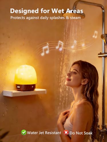 Waterproof Shower Lamp with Bluetooth Speaker & Ocean Wave Projector - 16 Colors & Remote Control