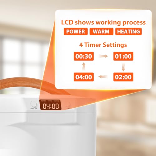 CWDOlROI White 20L Large Towel Warmer for Bathroom, Auto Shut Off & LCD