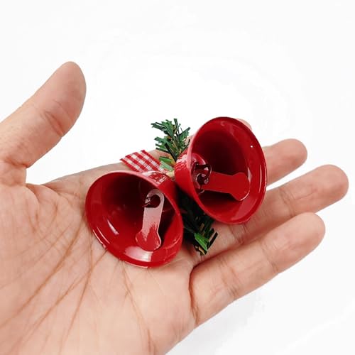 TIHOOD 6PCS 3inch Red Christmas Bells, Tree Hanging Ornament Metal Jingle Bells for Christmas Holiday Decoration