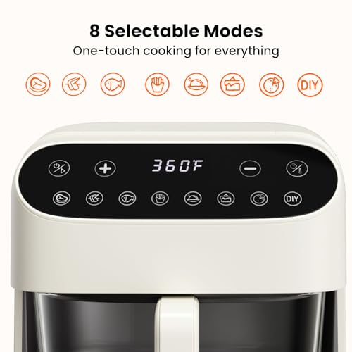 Electactic 5QT Glass Air Fryer - White, Coating-Free, PFAS & Toxin Free