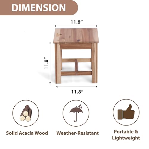 12-Inch Wooden Step Stool - Small Bathroom & Kitchen Stool in White Oak