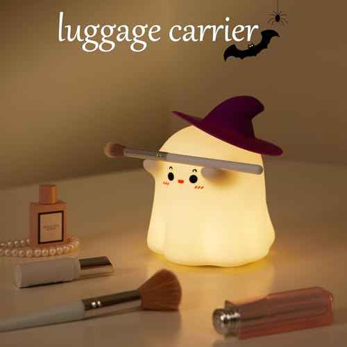 Hbaushun Ghost Night Light, Cute LED Silicone Lamp, Dimmable Bedside Bedside, Rechargeable Nursery Ghost Nightlight, with 30 Minute Timer Touch Lamp for Birthday Christmas Gifts Bedroom Decorations