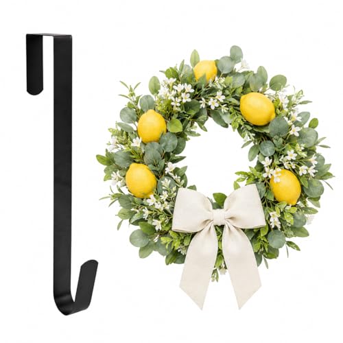 Sattiyrch Matte Black 12-Inch Ultra Slim Over-the-Door Wreath Hanger - Damage-Free Seasonal & Year-Round Decor