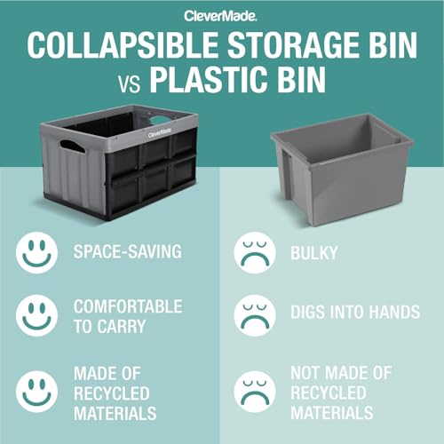 Obsidian 62L Collapsible Storage Bins - 3 Pack Heavy Duty Stackable Containers