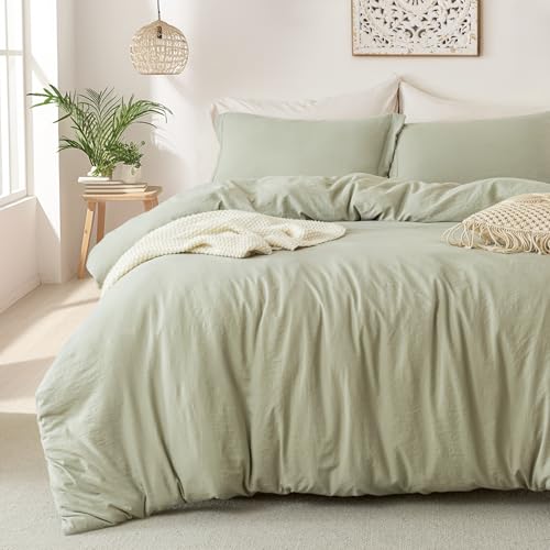MILDLY King Ultra Soft Duvet Cover Set Mist Sage 3pcs No Comforter - Queen Size