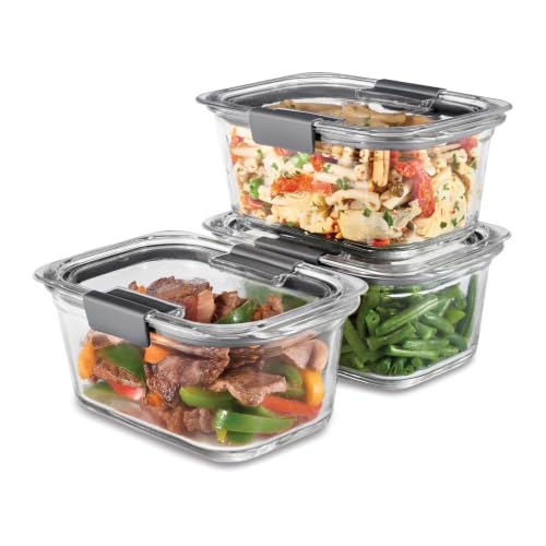 Rubbermaid Brilliance Glass Storage Containers Set of 3, 4.7-Cup, Leak-Proof Lids