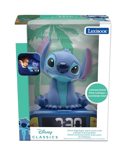 Stitch Nightlight Alarm Clock - Sleep-Friendly LCD, 6 Ringtones, Snooze