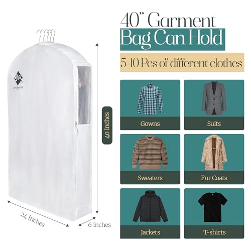 40 Inch Cotton Garment Bag for Hanging Clothes - Moth & Dust Protection, Cedar Blocks, Wide Gusset - Variation of THIS listing