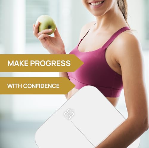 Digital Bathroom Scale with Large LED Display - White, 400 lbs Capacity - INEVIFIT