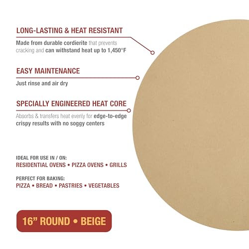 Old Stone 16-Inch Round Pizza Stone - Non-Cracking Bakeware for Pizzas Bread & Vegetables