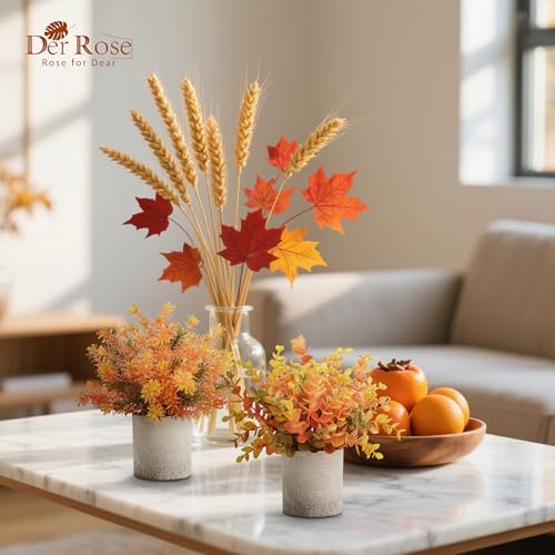 Der Rose 3 Pack Fall Faux Orange Plants for Autumn Table Decor