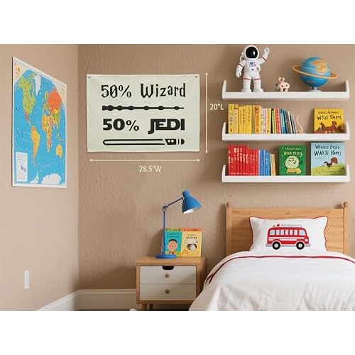 50% Wizard 50% Jedi Boys Nursery Banner Wall Decor-Playroom Baby Room Bedroom Kindergarten Wall Decorations-Baby,Shower Gift for Boys Kids-Rectangular Canvas Flag Banner