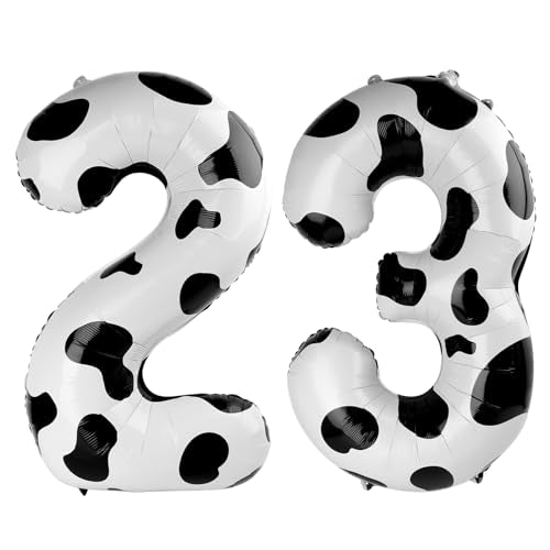 Cow Print Number 23 Balloon 40 inch, 23 Number Balloons, 23th Cow Farm Barnyard theme Birthday Decorations for Girls Boys Kids, 23 Year Old Party Supplies