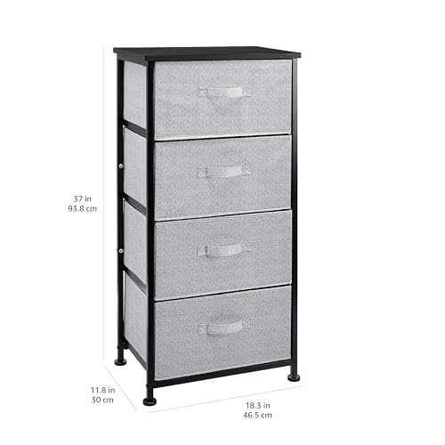 Black Fabric 4-Drawer Storage Organizer for Closet and Bedroom
