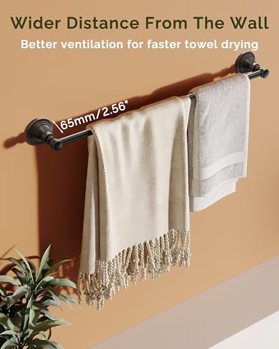 24-Inch Oil Rubbed Bronze Wall Mounted Towel Bar - Stainless Steel Bathroom Rack
