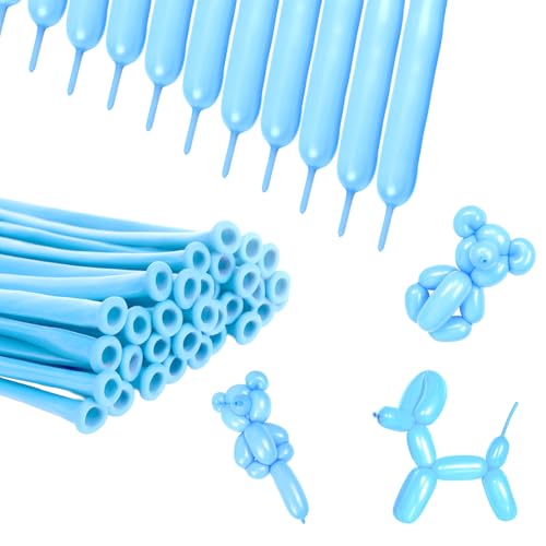 260 110PCS Light Blue Long Balloons for Tying Balloon Arch Animal Balloons Christmas Gifts Shiny Thick Latex Twisting Balloon for Modeling Magic Birthday Decorations Party Supply Baby Shower Wedding