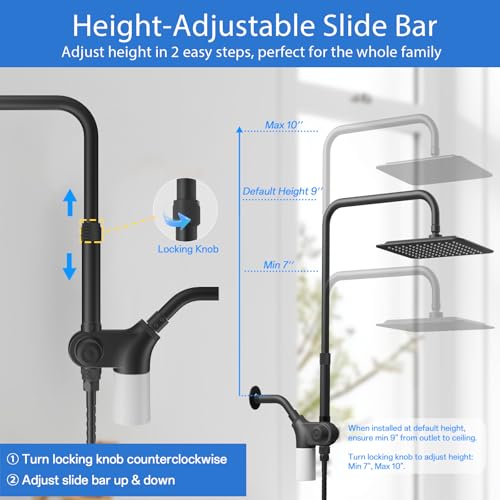 Matte Black 10-Inch Filtered Shower Head Dual Rain & Handheld with 7 Settings