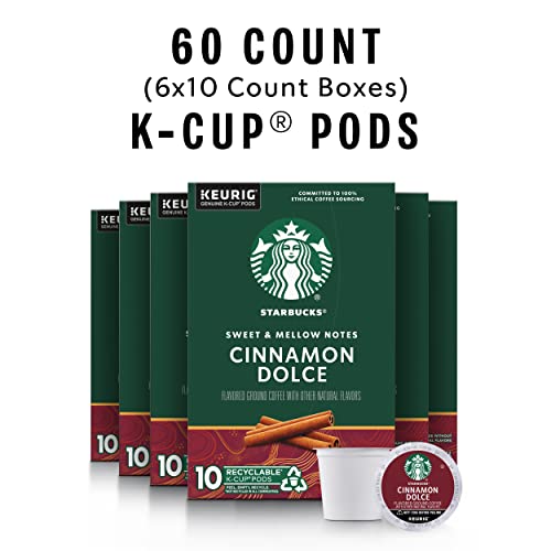 Starbucks Cinnamon Dolce Flavored K-Cup Pods - 10 Count Pack of 6, 60 Total - Compatible with Keurig Brewers