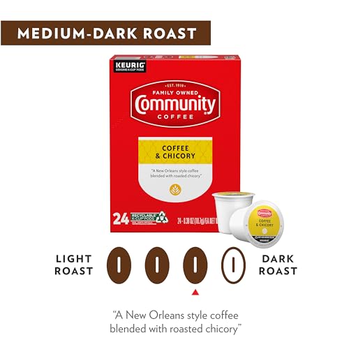 Community Coffee & Chicory Coffee Pods - 24 Count Pack of 4, Medium-Dark Roast, Compatible with Keurig 2.0