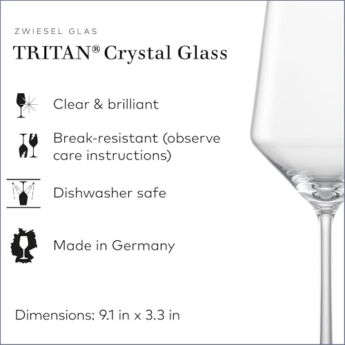 Set of 4 White Wine Glasses - 14oz Crystal Glassware for Sauvignon Blanc