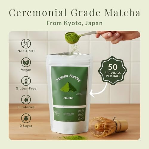 Matcha Sunday Ceremonial Grade Matcha Green Tea Powder 50g - Japan Origin - Pack of 1