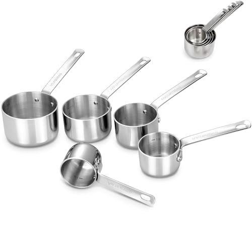 KEAWELL Silver 5-Piece Measuring Cup Set - 18/10 Stainless Steel Kitchen Tools