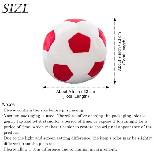 zhidiloveyou 9" Plush Soccer Ball Stuffed Toy, Plush Football Pillow Soccer Gift for Kids, Red-White