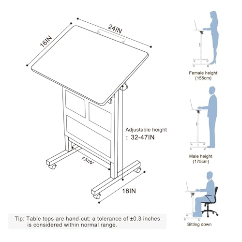 24 Inch Adjustable Standing Desk with Wheels & Writable Surface - Bag Included - 16x24 Inch Variation