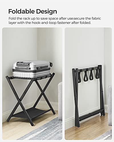 Foldable Luggage Rack Steel Frame with Oxford Fabric & Plastic - Black, 1 Pack
