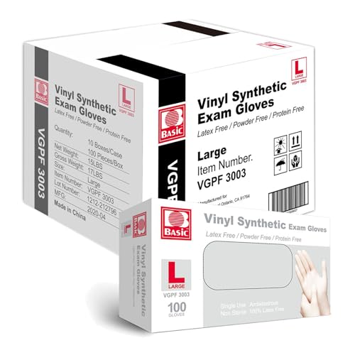 Large Case of 1,000 Latex-Free Clear Vinyl Exam Gloves - Powder-Free