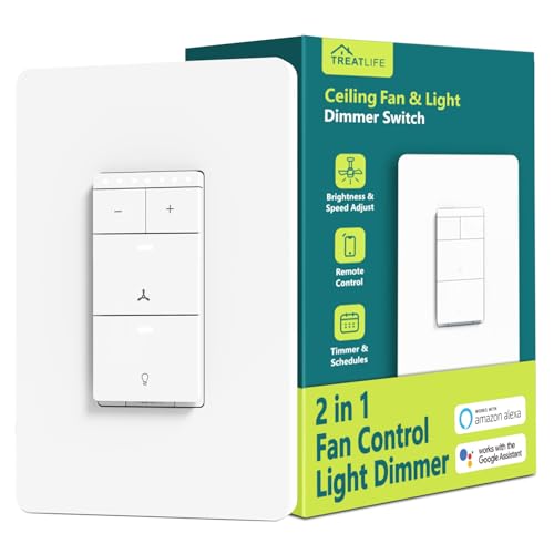 TREATLIFE Wi-Fi Smart Ceiling Fan & Dimmer Light Switch, Alexa & Google Compatible