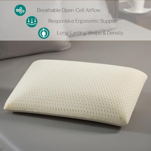 JOTOM Standard Mid Loft 100% Natural Talalay Latex Pillow for Side & Back Sleepers