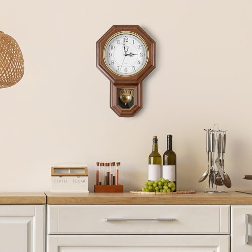 Pendulum Wall Clock - Imitation Wood Plastic Regulator Brown - Classic Design