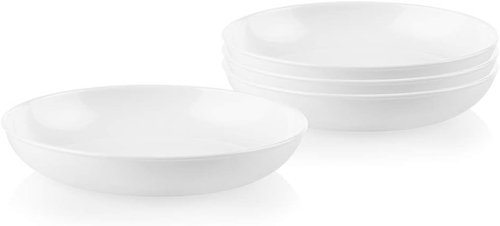 Corelle 4-Pc Versa Bowls - Durable Eco-Friendly 30-Oz Set for Pasta Salad | Microwave & Dishwasher Safe, White