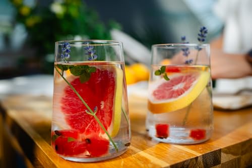 Krosno Water Glasses Set of 6 - 16.6 oz Modern Tapered Tumblers, Infinity Collection
