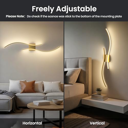 SyncGlow 10000mAh Battery Operated Wall Sconces Set of 2 - Gold, 39.4 Inch (Variation: Gold / 39.4in)